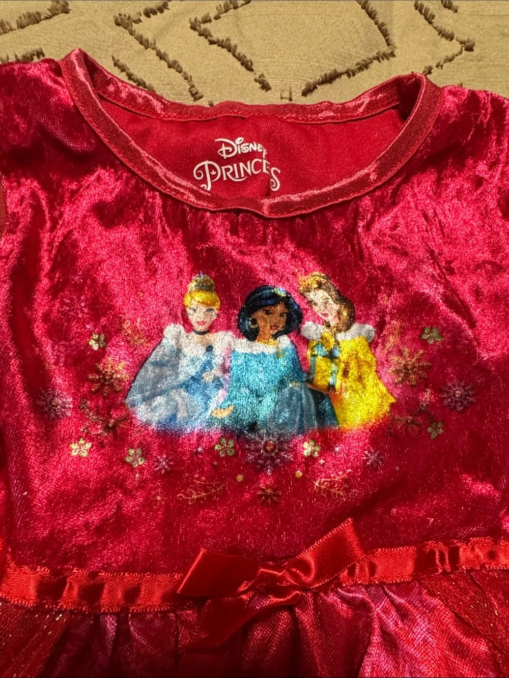 Disney Red Sparkle Princess Nightgown with Snowflake Details